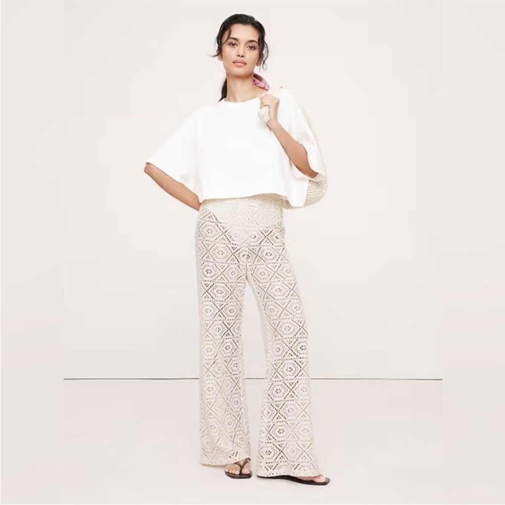 NWT! Banana Republic Flared Italian Lace Beach Pant - Size XXS PETITE 🩷